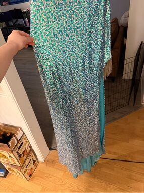 Sparkling Turquoise Sequin Prom Dress